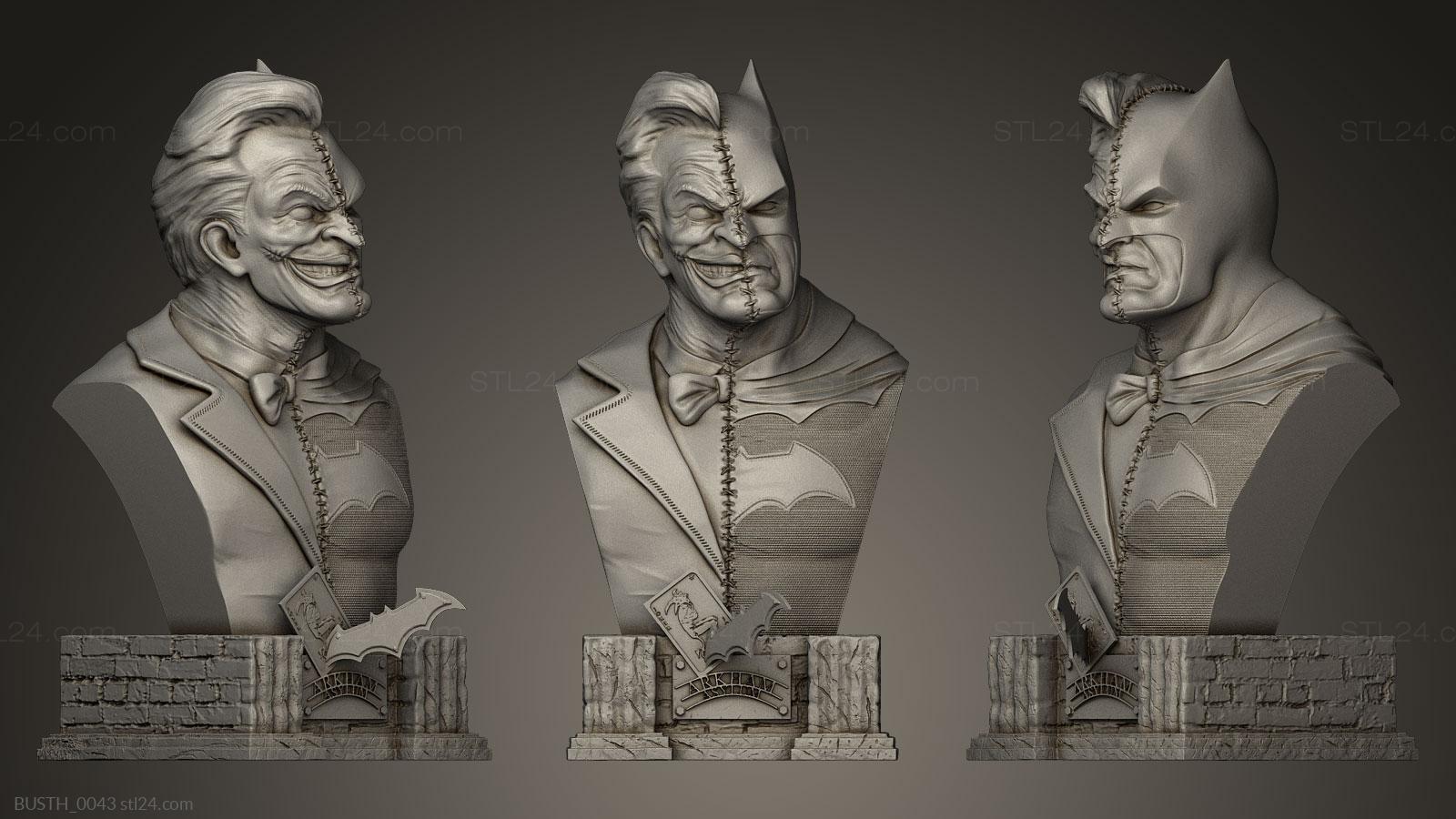 Бюсты монстры и герои (Бэтмен против Джокера, BUSTH_0043) 3D модель для ЧПУ станка